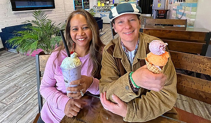 Voda Boba Ice Cream owners Dena Smith and Bo Krathinthong opened the shop on Main Street in Cottonwood recently. (VVN/Vyto Starinskas)