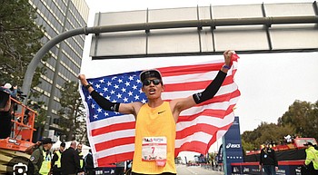 Native runner first American finisher at LA Marathon photo