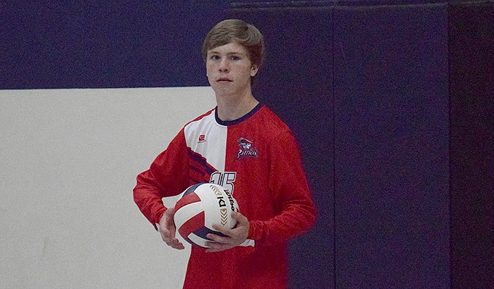 Leo Walker getting ready to serve at American Heritage Academy. (VVN/Paige Daniels)