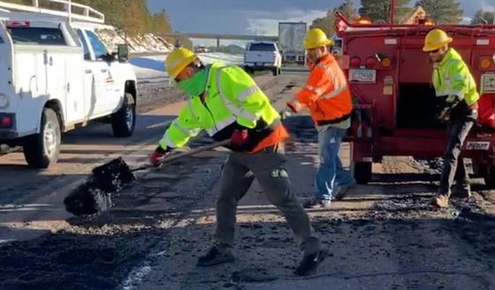 Road crews working to fix pavement damage. (ADOT)