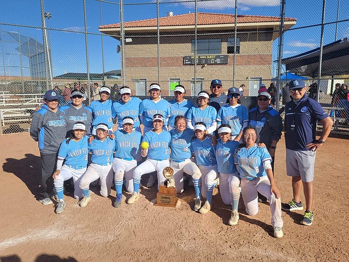 The Window Rock Fighting Scouts are the 3A North Region softball champions after winning the regional tournament April 21-22 in Page. The team defeated Ganado, 4-3, Monument Valley, 6-4, and Chinle, 9-1, to capture the title. (Photos/WRHS)