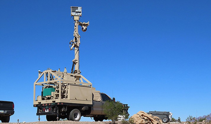 A mobile surveillance capability device sits atop a truck in Pima County. (Photo courtesy of EFF)