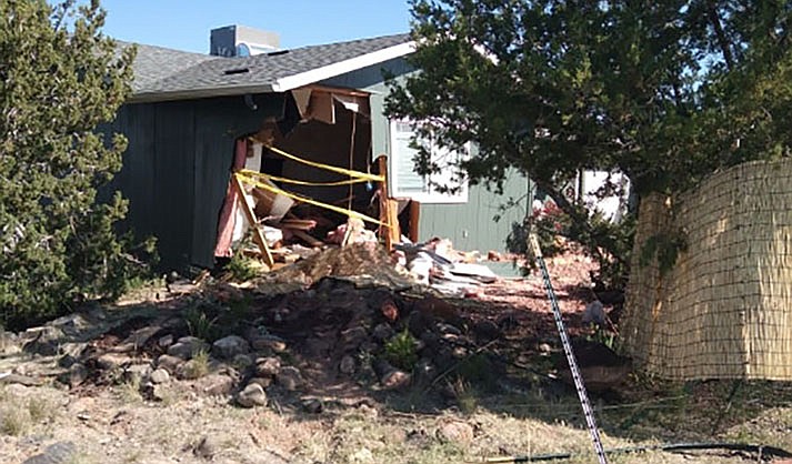 A hole in a Lake Montezuma house left by a truck that ran through a wall into a bedroom May 5, 2023. (Submitted photo)