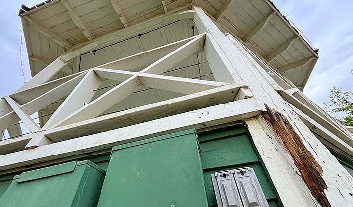 The town bandstand in Main Street Park is showing signs of wear on Wednesday, May 10, 2023. The Clarkdale Town Council voted to tear it down and build a new one. VVN/Vyto Starinskas