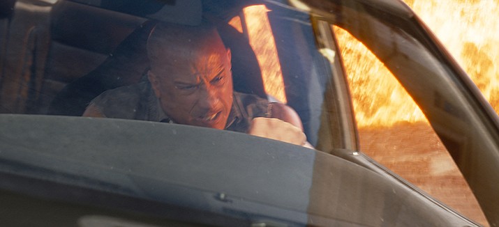 This image released by Universal Pictures shows Vin Diesel in a scene from "Fast X." (Universal Pictures via AP)