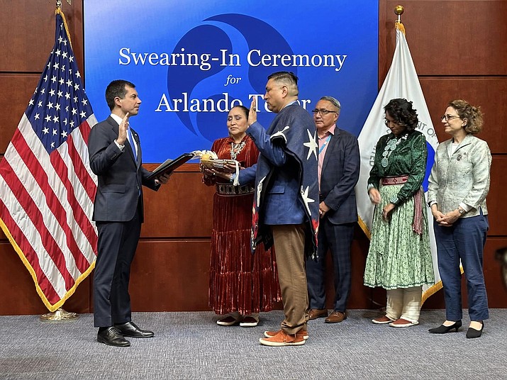 Arlando Teller was officially sworn in as the first Assistant Secretary for Tribal Affairs for the U.S. Department of Transportation May 8. (Photo/Navajo Nation Council)