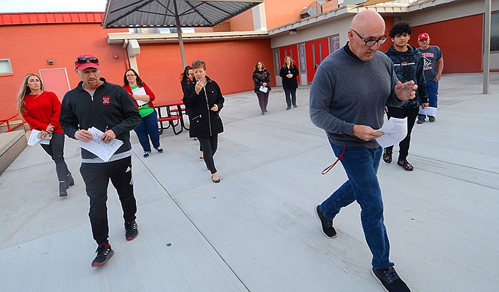 Superintendent Mike Westcott leads a tour through Mingus Union High School on Thursday, Dec 1, 2022, which is part of the process before the district approaches the community for a capital bond election in November 2023. (VVN/Vyto Starinskas)