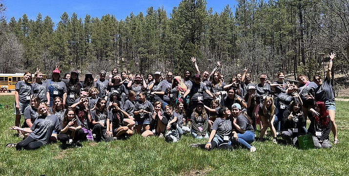 Group photo of WEB attendees, counselors and The Launch Pad Teen Center staff. This was the 20th annual conference hosted at the James 4-H Camp on Mingus Mountain. (The Launch Pad/Courtesy)