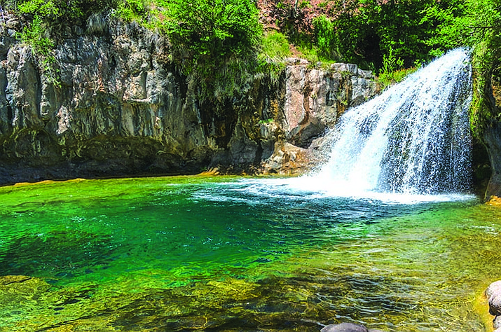 Waterfall at Fossil Creak recreation area. (Photo by CNF)