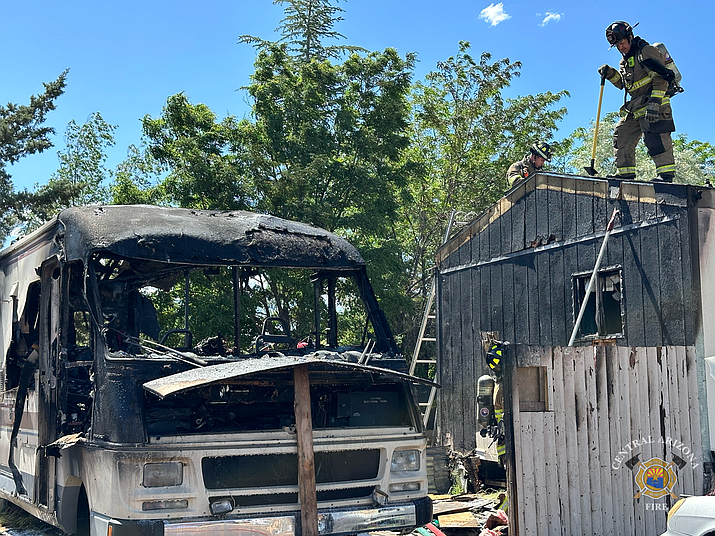 On Wednesday, May 31, 2023, Central Arizona Fire and Medical Authority (CAFMA) and Prescott Fire Department (PFD) crews extinguished a motor home fire that broke out in Chino Valley. (CAFMA/Courtesy)