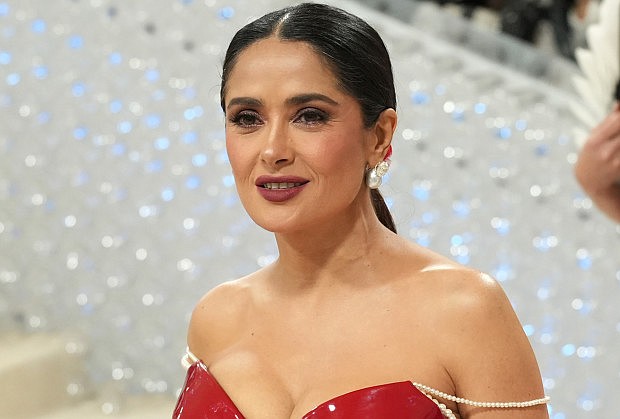 Salma Hayek Lounges on a Boat in a Blue Bikini | The Verde Independent ...