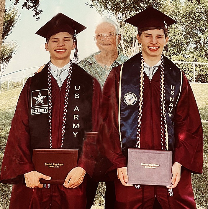 Jane Alderson of Prescott is proud to announce that her grandsons Charles and Thomas Parish, who recently graduated from Pearland High School in Pearland, Texas, have enlisted in the Army and Navy, respectively. (Courtesy photo)