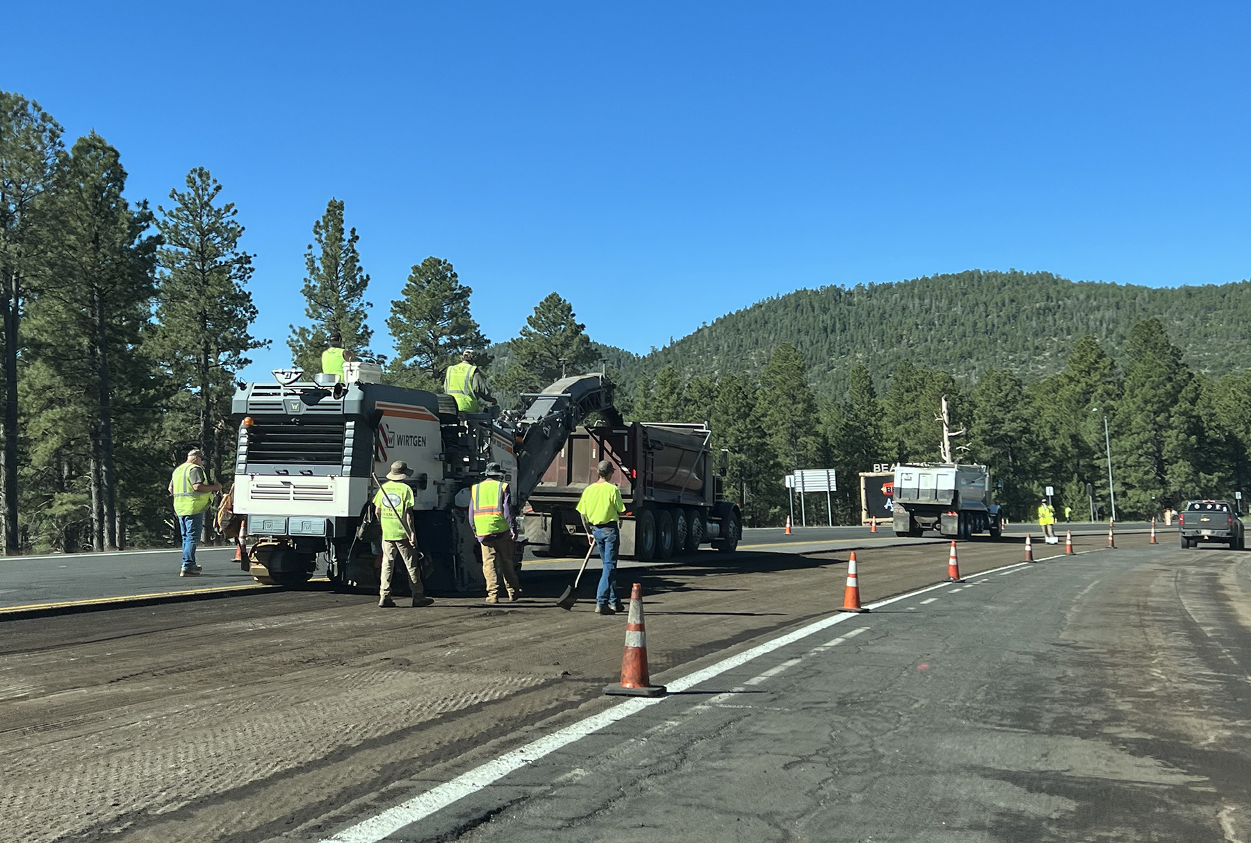 Pavement repair underway on Route 66 east of Williams WilliamsGrand
