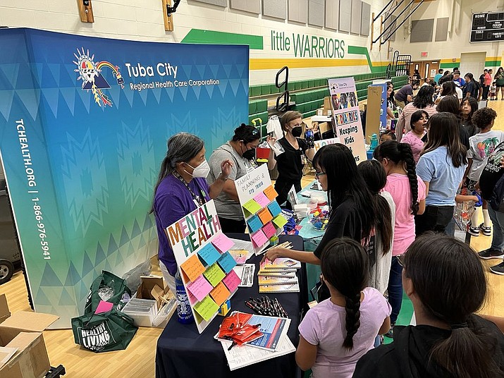 TCRHCC Pediatrics set up at the Navajo Nation Health Education Programs ‘Health Fair’ in Tuba City at the TCUSD Elementary School gymnasium July 19. (Photos/TCRHCC)