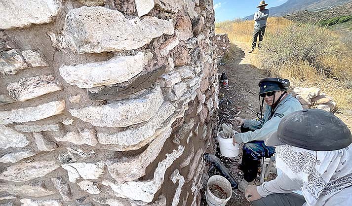 An Ancestral Lands Conservation Corp crew was doing stabilization work on the Tuzigoot National Monuments on Monday, July 31, 2023. (VVN/Vyto Starinskas)
