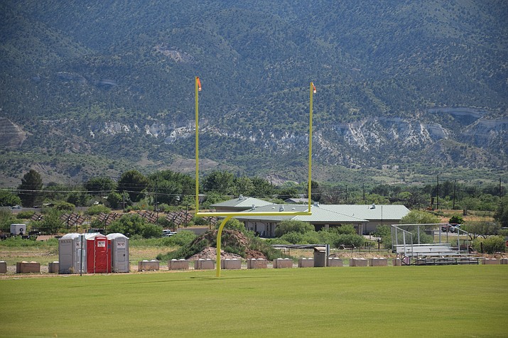 Football goal posts are up, but Parks & Rec may need to add more port-a-johns for the NAYF Jamboree Aug. 19. (Courtesy/Lauren Silverstein)