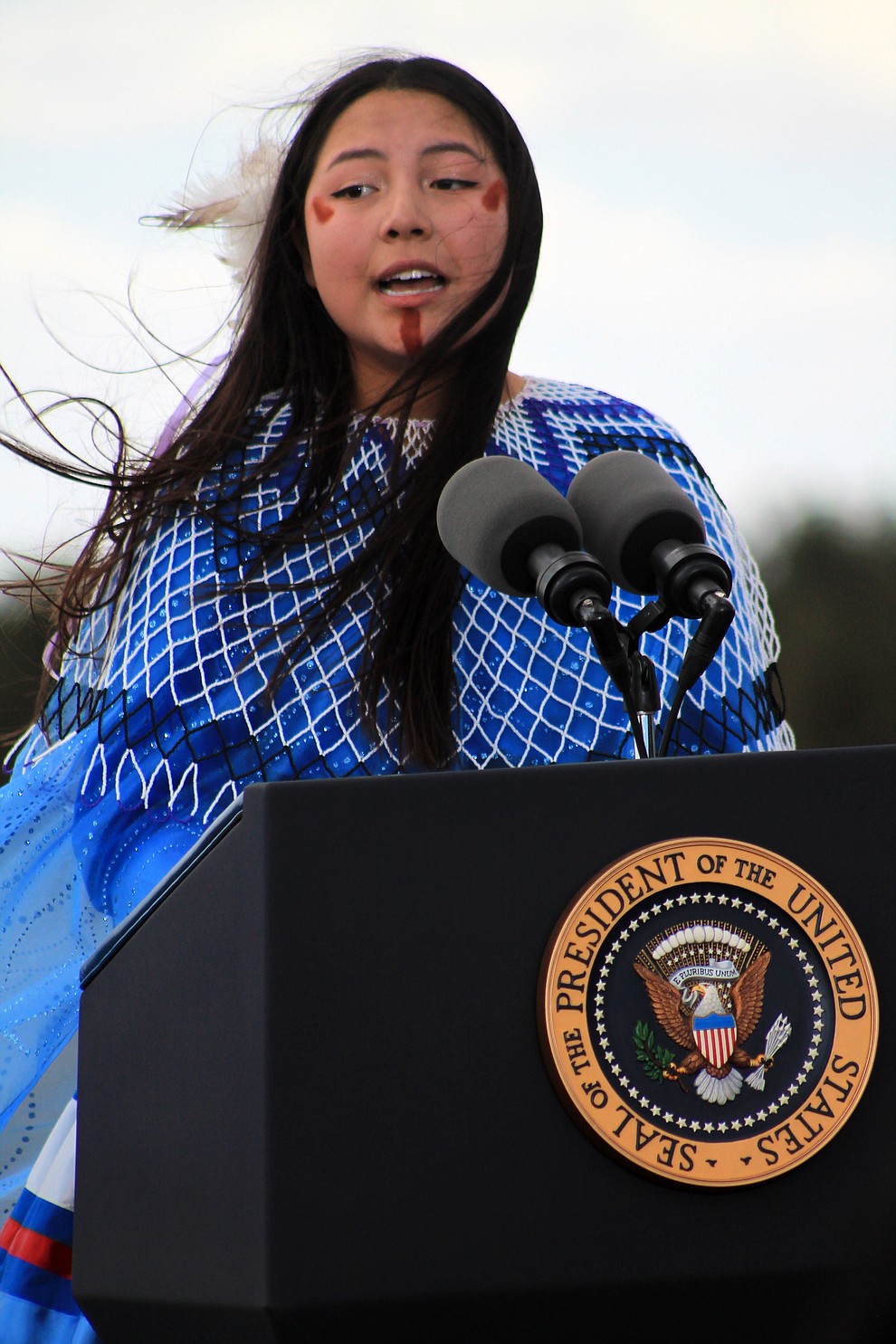 Youth Leader Maya Tilousi-Lyttle (Havasupai and Hopi), introduced the president. She is the daughter of Grand Canyon Tribal Coalition Coordinator Carletta Tilousi and a Cave Creek High School senior.