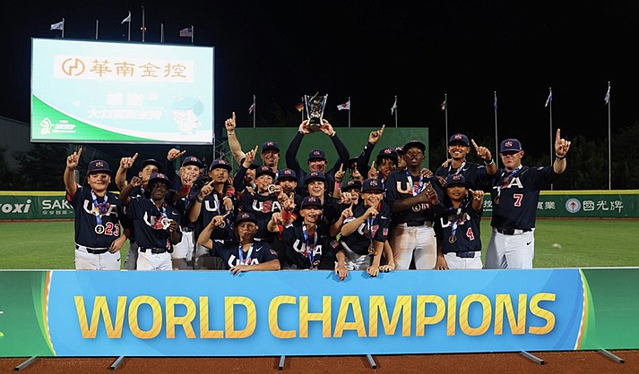 The USA 12U team defeats Chinese Taipei 10-4 to take home the gold medal in the World Championship Final at the World Baseball Softball Confederation U-12 Baseball World Cup in Taiwan. (Courtesy/Erick Quesada