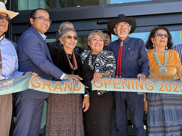 Navajo Nation President Buu Nygren joined IHS Director Rosalyn Tso and others in the ribbon cutting for the new Dilkon Medical Center. (Photo/OPVP)