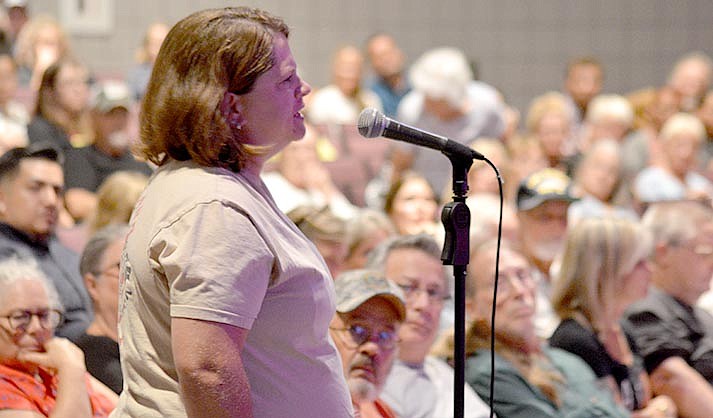 Several residents, many of them angry, addressed the council in the crowded auditorium, complaining about the sexual nature of some items in or near the youth sections of the community library. (VVN/Raquel Hendrickson)