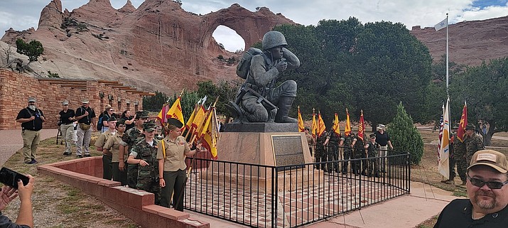 Route 66 Young Marines honor Navajo Code Talkers Aug. 14 in Window Rock. (Submitted photo)