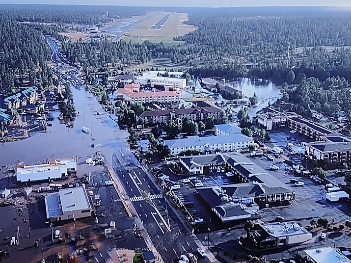 The Grand Canyon gateway town of Tusayan received approximately 3 inches of rain in less than an hour causing significant flooding to businesses and residences Aug. 22. (Photo/Town of Tusayan)