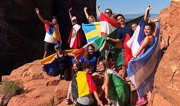 Rotary Exchange Students from Rotary District 5495 join our local Sedona exchange student in hiking Cathedral Rock Trail (Courtesy photo)