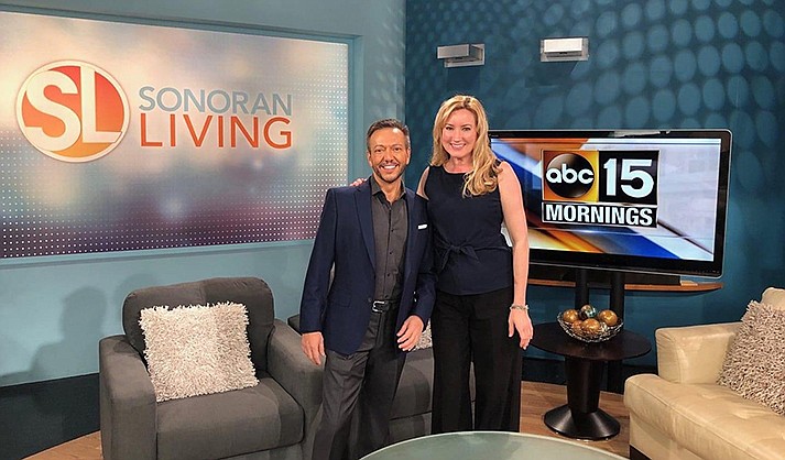 Michelle Conway with Glenn Scarpelli on the set of Sonoran Living. (Michelle Conway/courtesy)