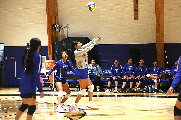 The Hopi High School Lady Bruins participated in a volleyball tournament in Ash Fork Sept.  8 - 9. The  Bruins fell to Ash Fork, Camp Verde and El Capitan, but bear Seligman. (Marilyn R. Sheldon/NHO)