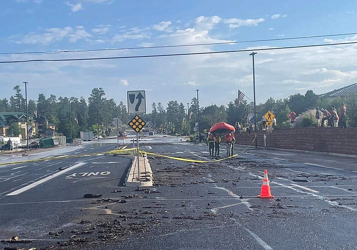 Grand Canyon Emergency Services, Fire Department, and law enforcement responded to Tusayan last week after heavy rains caused flooding throughout the town. (Photo/NPS)