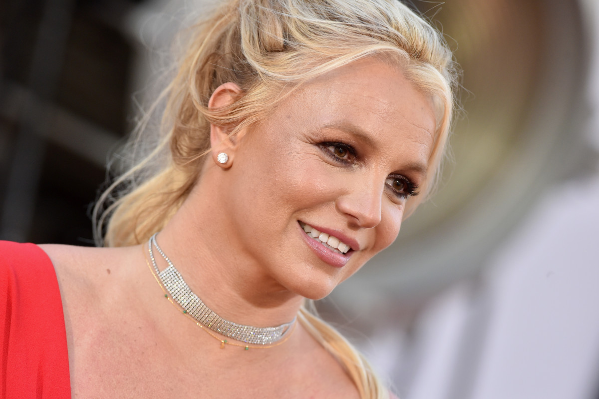 Britney Spears Dances in Risqué Crystal Dress With Satin Mini Skirt
