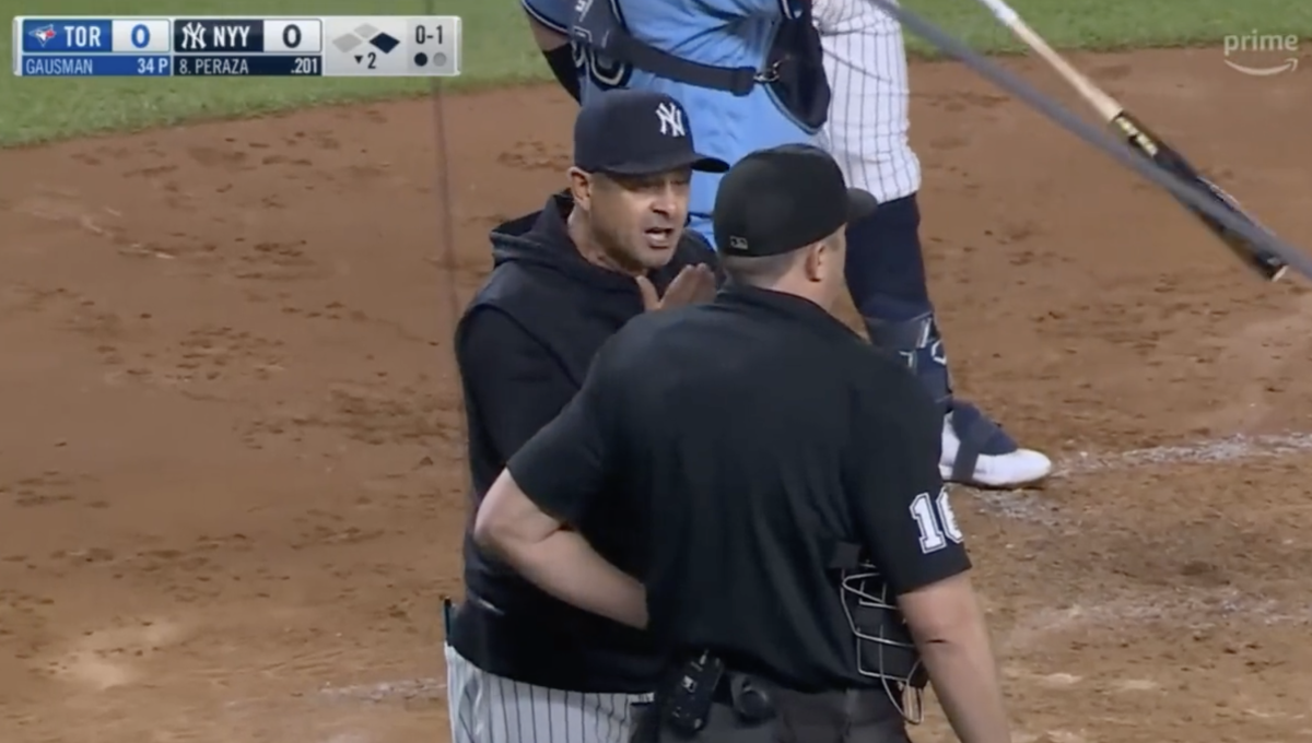 Hot Mic Caught Yankees’ Aaron Boone Cursing Out Umpire After Being Ejected