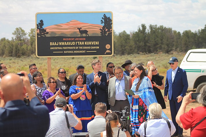 Federal, state and tribal representatives gather at the proclamation of Baaj Nwaavjo I’tah Kukveni – Ancestral Footprints of the Grand Canyon National Monument in August. (Alexandra Wittenberg/NHO)
