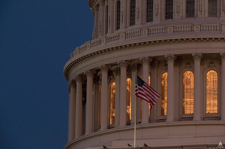 The U.S. Capitol dome at nigthfall. Congress has been unable to pass a budget for fiscal 2024, which started Sunday. Lawmakers passed a short-term measure to keep government operating at previous funding levels just hours before a Sunday shutdown. (Architect of the Capitol/Courtesy via Cronkite News)