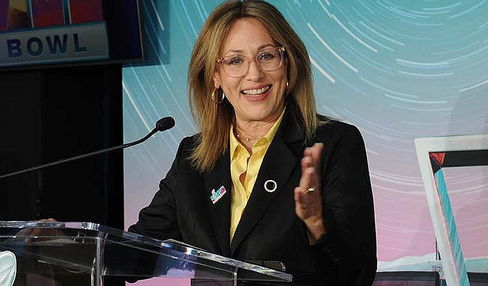 Sandra Watson, president and CEO of the Arizona Commerce Authority, discusses a new report Wednesday about the economic impact of the 2023 Super Bowl (Capitol Media Services photo by Howard Fischer)