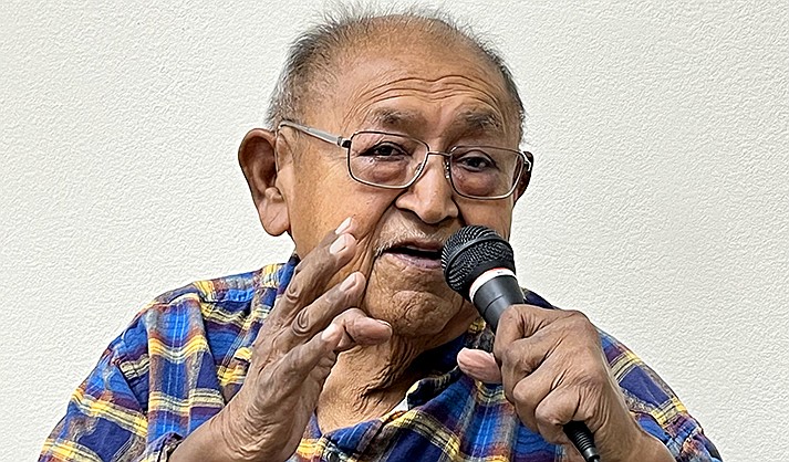 Elder Vincent Randall speaks at the Verde Valley Archaeology Center and Museum in Camp Verde on Monday, Oct. 9, 2023. (VVN/Vyto Starinskas)