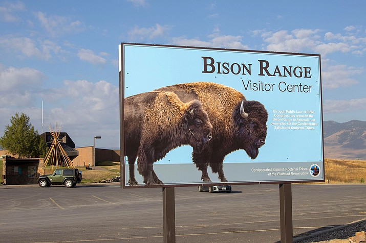 A welcome sign at the entrance to the Bison Range in Montana, which is now managed by the Confederated Salish and Kootenai Tribes. (Tom Stack/Alamy Photo)