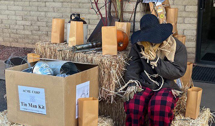 For Thanksgiving, “We stuffed a scarecrow with his hand over his head hiding his face with a box of a tinman next to him. The scarecrow has no brain and can’t figure out how to put the tinman together,” Harp said. “I think people are starting to get it and see how clever it is.” (Courtesy/Grady Harp)