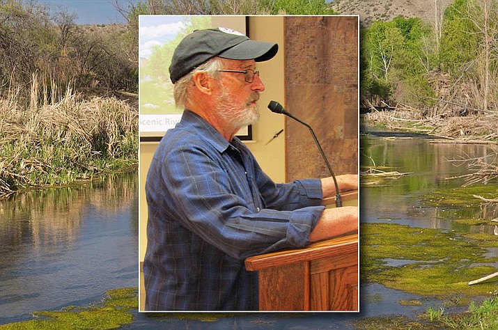 Gary Beverly works to have a 75-mile section of the Upper Verde River and two of its tributaries designated Wild and Scenic River. “The Verde River is one of the most important ecological resources in the Southwest and the last living river in the state,” he said. (Upper Verde River Wildlife Area/Gary Beverly. Inset: Stan Bindell/For the Courier)