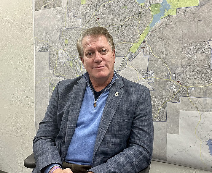 Kelly Fredericks, the interim director of Prescott Regional Airport, in his office Dec. 5, 2023. He has worked in airport management positions in multiple states. (Cindy Barks/Courier)