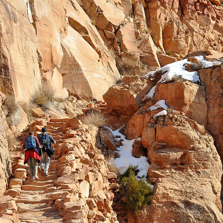 Hikers ascend the South Kaibab Trail just above Ooh Ah Point on the South Rim of the Grand Canyon. (Photo/NPS)