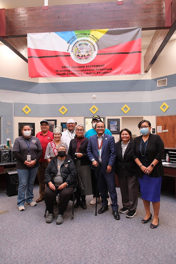 Navajo Nation President Buu Nygren, Miss Navajo Nation Amy Begaye and Navajo Council Speaker Crystalyne Curley met with staff and was given a tour of the newly established Chinle Sober Living Center Dec. 22. (Photo/OPVP)