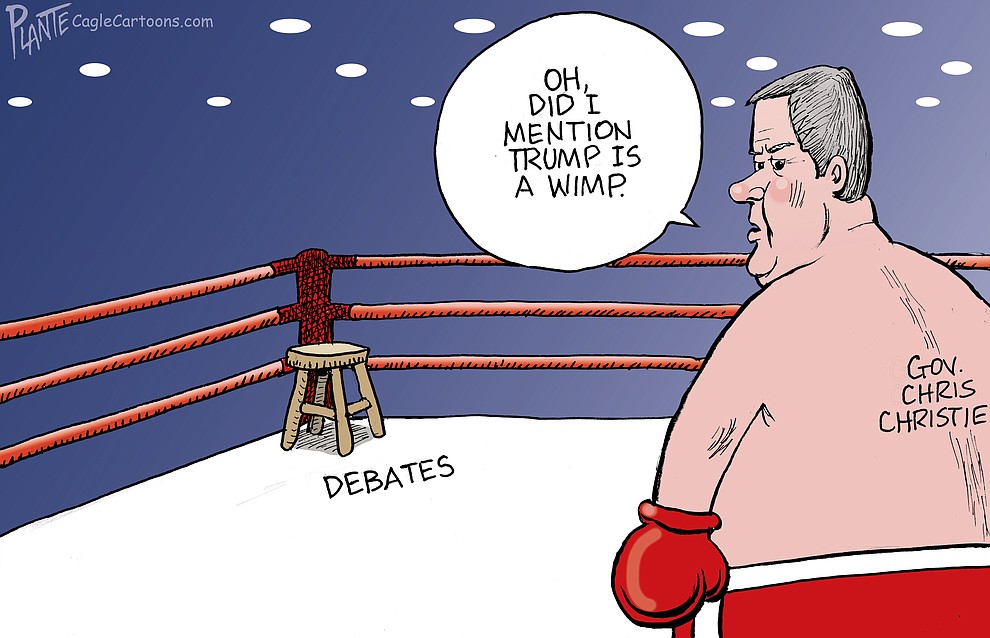 CHRIS CHRISTIE IN THE RING, GOVERNOR, DEBATES, PRESIDENTIAL PRIMARY, GOP, REPUBLICAN PARTY, CAMPAIGN 2024, BOXING RING