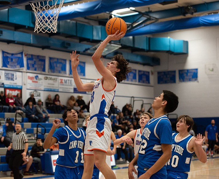 Chino Valley’s Ben Sibole attempts a 2 point basket during the lose to Camp Verde on Jan. 17, 2024 (Matt Wilson/For the Courier)