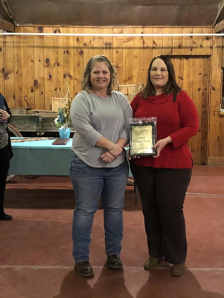 The Roxy Theater owner picks up the award for Business of the Year at the Holbrook Community Award Dinner Jan. 17. (Photo/Holbrook Chamber of Commerce)