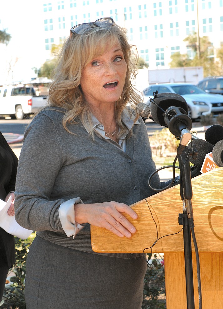 Michelle Ahlmer, executive director of the Arizona Retailers Association, explains Tuesday why her organization wants enhanced penalties for those convicted of multiple counts of retail theft. (Howard Fischer/For the Courier)