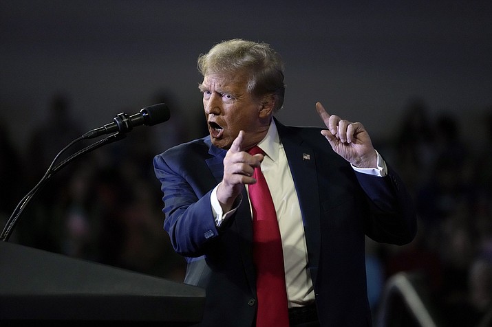 Republican presidential candidate former President Donald Trump speaks at a Get Out The Vote rally at Coastal Carolina University in Conway, S.C., Saturday, Feb. 10, 2024. (Manuel Balce Ceneta/AP)